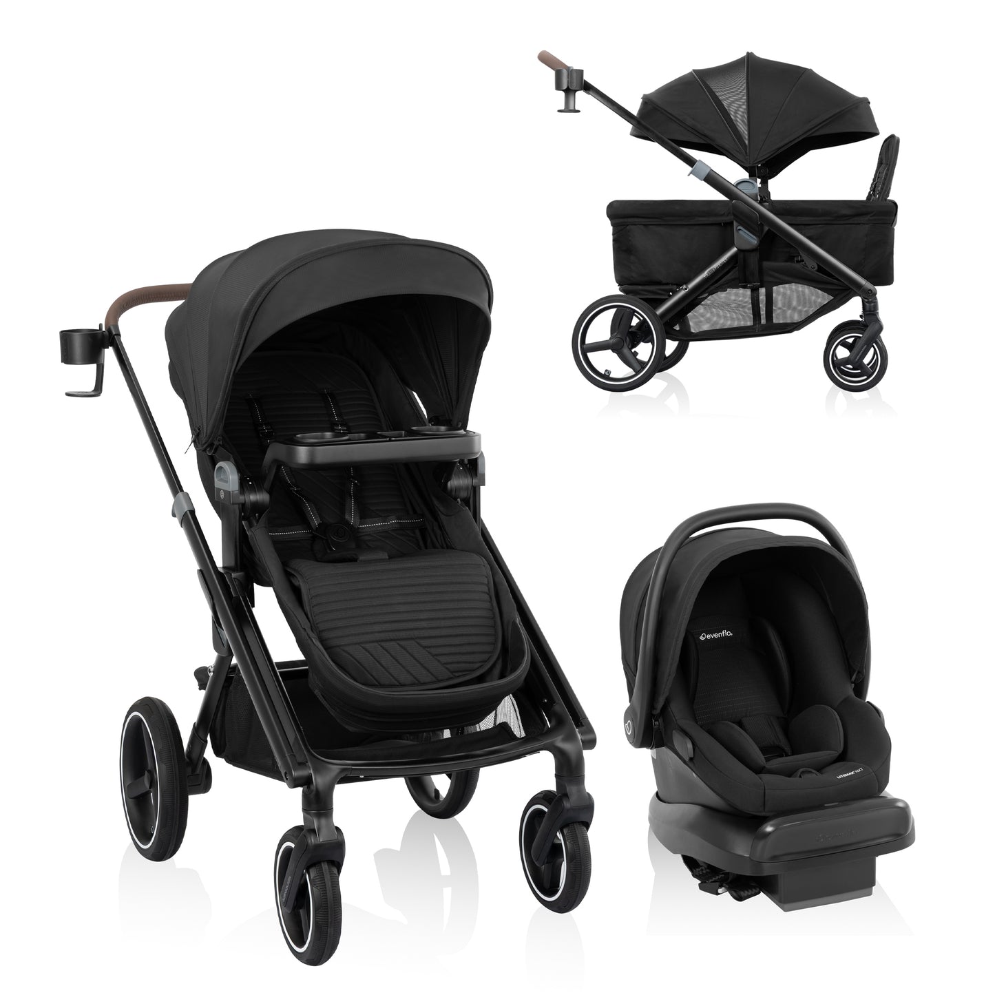 Transformer Stroller Wagon Travel System w/ LiteMax NXT (Pitch Black)