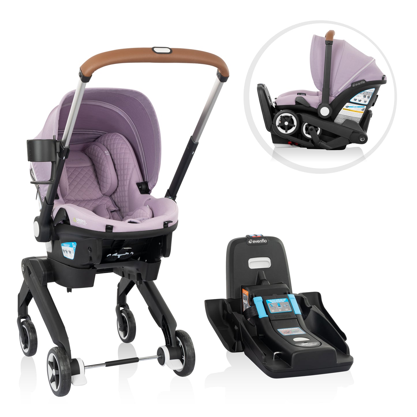 Shyft DualRide Infant Car Seat Stroller Combo w Carryall Storage and Green & Gentle Fabric (Agate)
