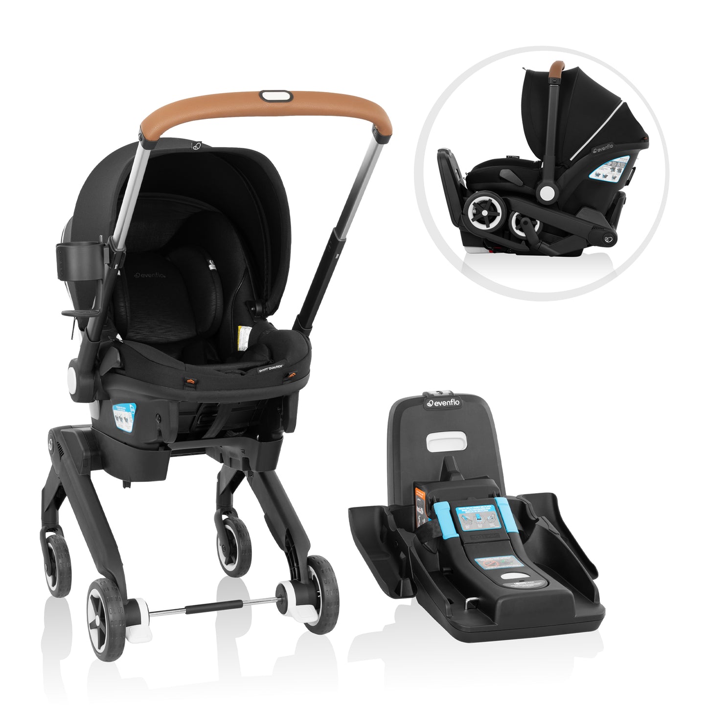 Shyft DualRide Infant Car Seat Stroller Combo w Carryall Storage & Extended Canopy