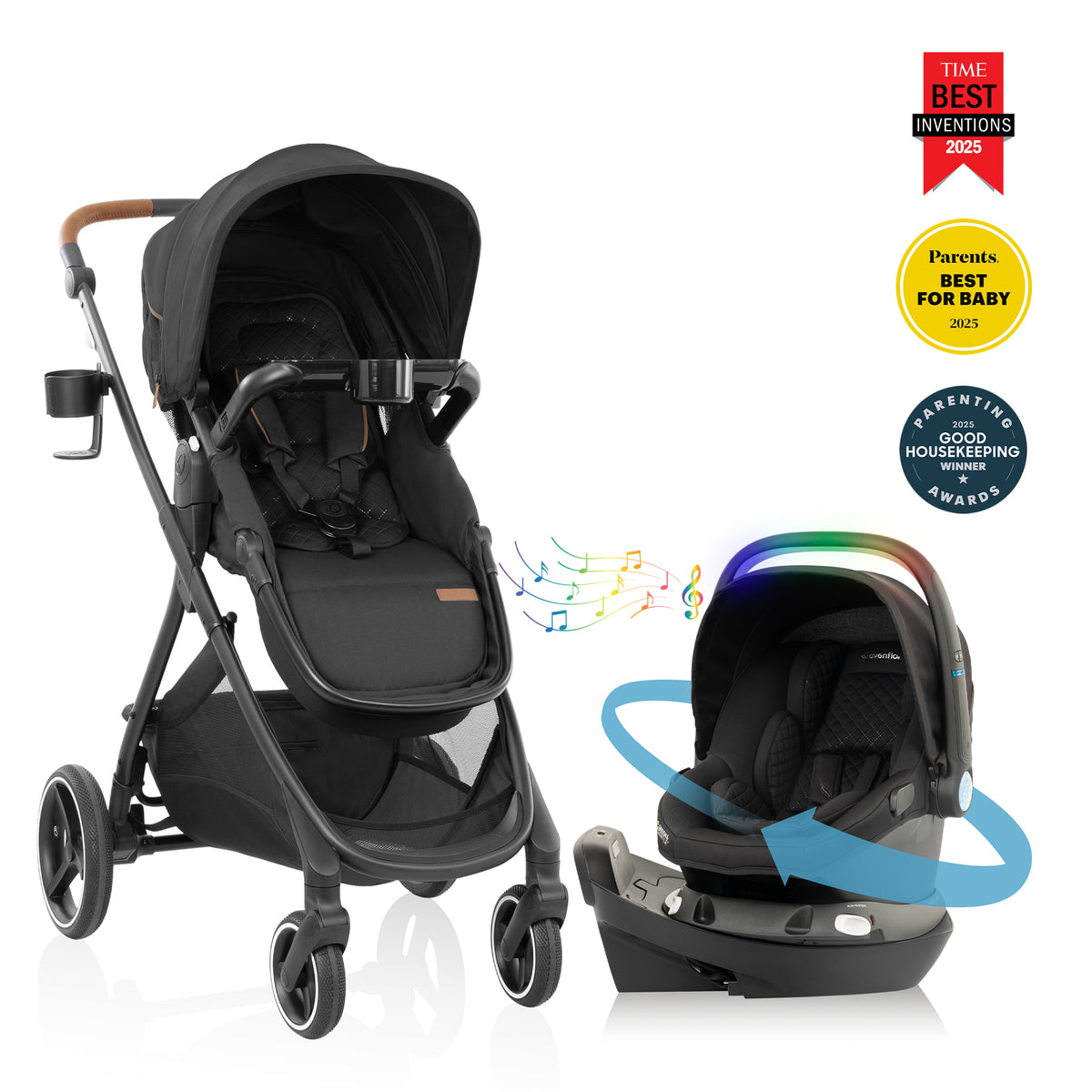Shyft Intuiti+ Travel System featuring Revolve180 LiteMax NXT with SensorySoothe Green and Gentle