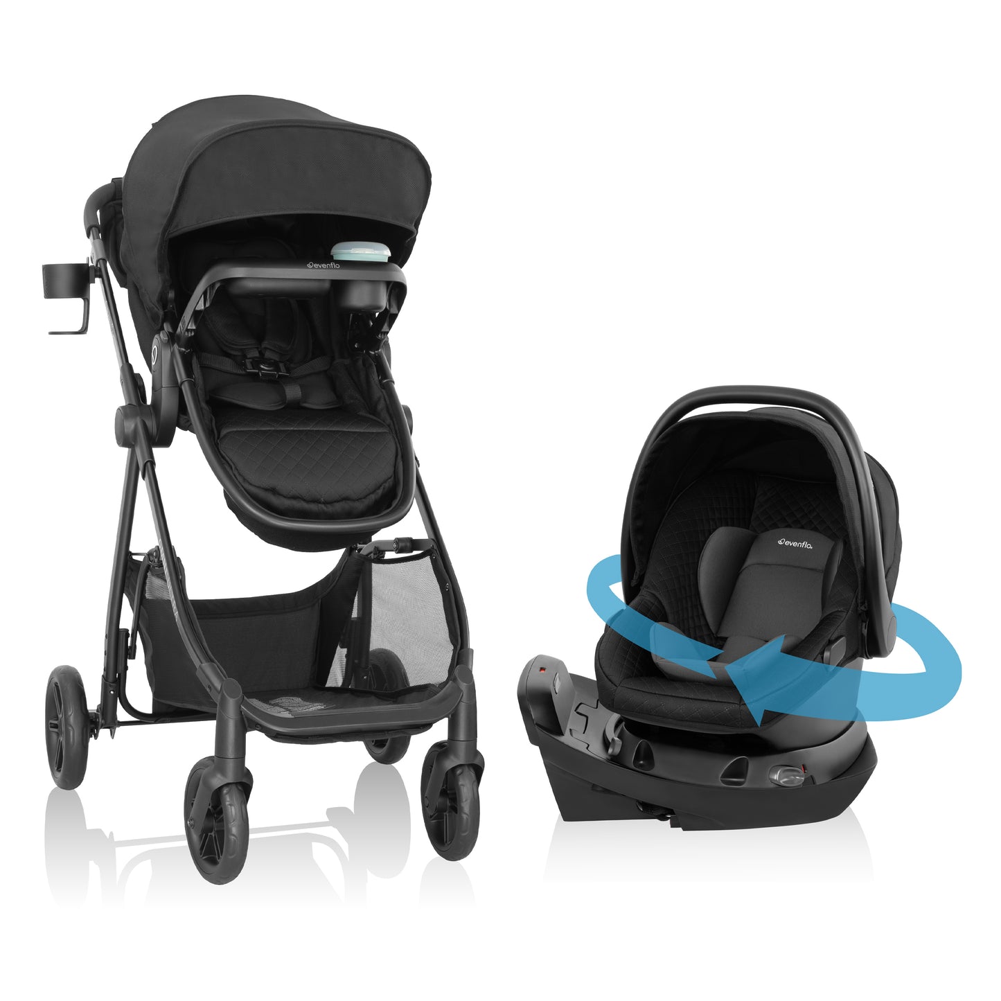 Evenflo Omni Ultra Travel System with Revolve180 LiteMax NXT Rotational Infant Car
Seat (Caviar Black)