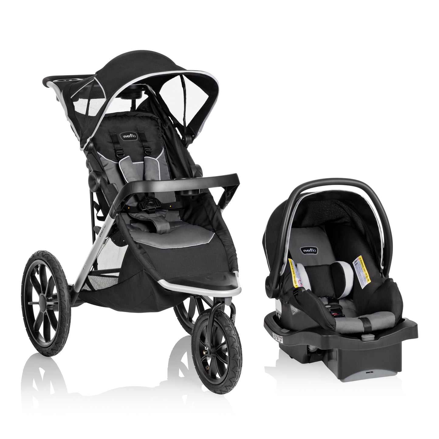 Evenflo Victory Plus Jogging Stroller Travel System with LiteMax Infant Car Seat (Gray Scale)