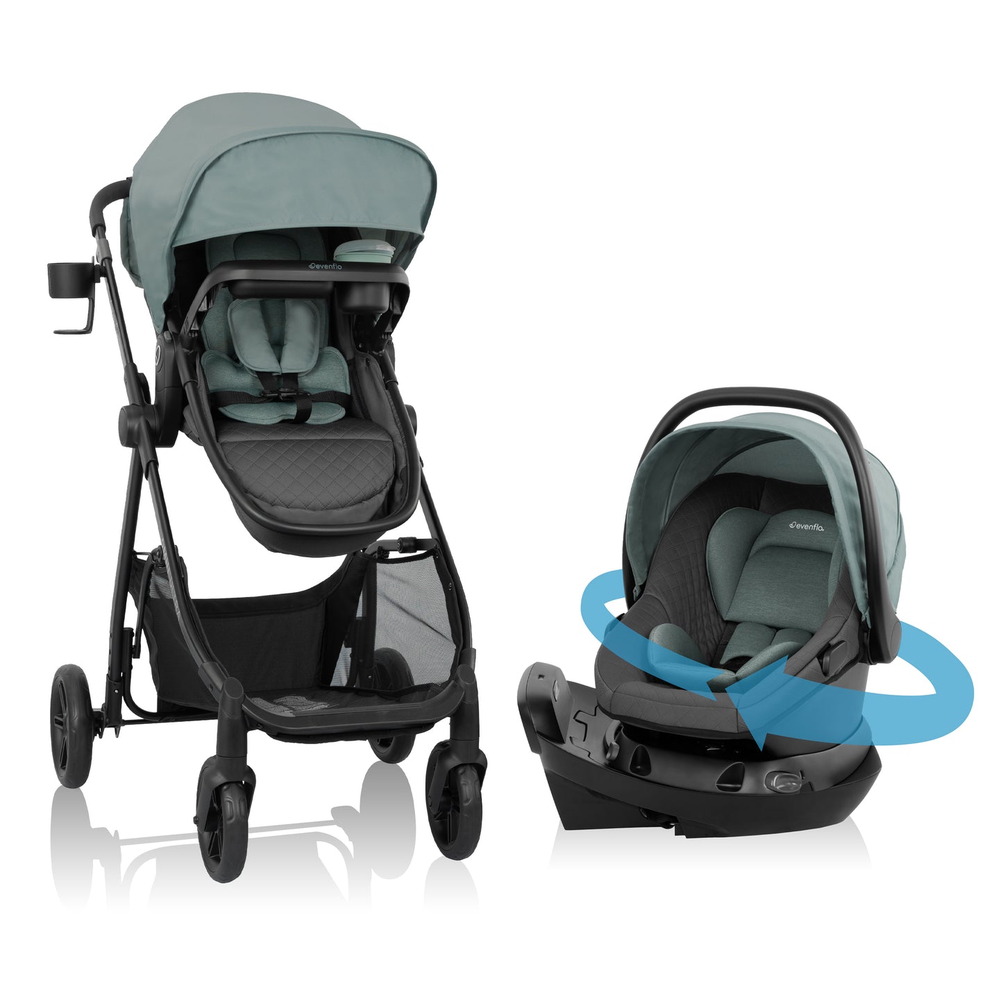Evenflo Omni Ultra Travel System with Revolve180 LiteMax NXT Rotational Infant Car
Seat (Pacific Green)
