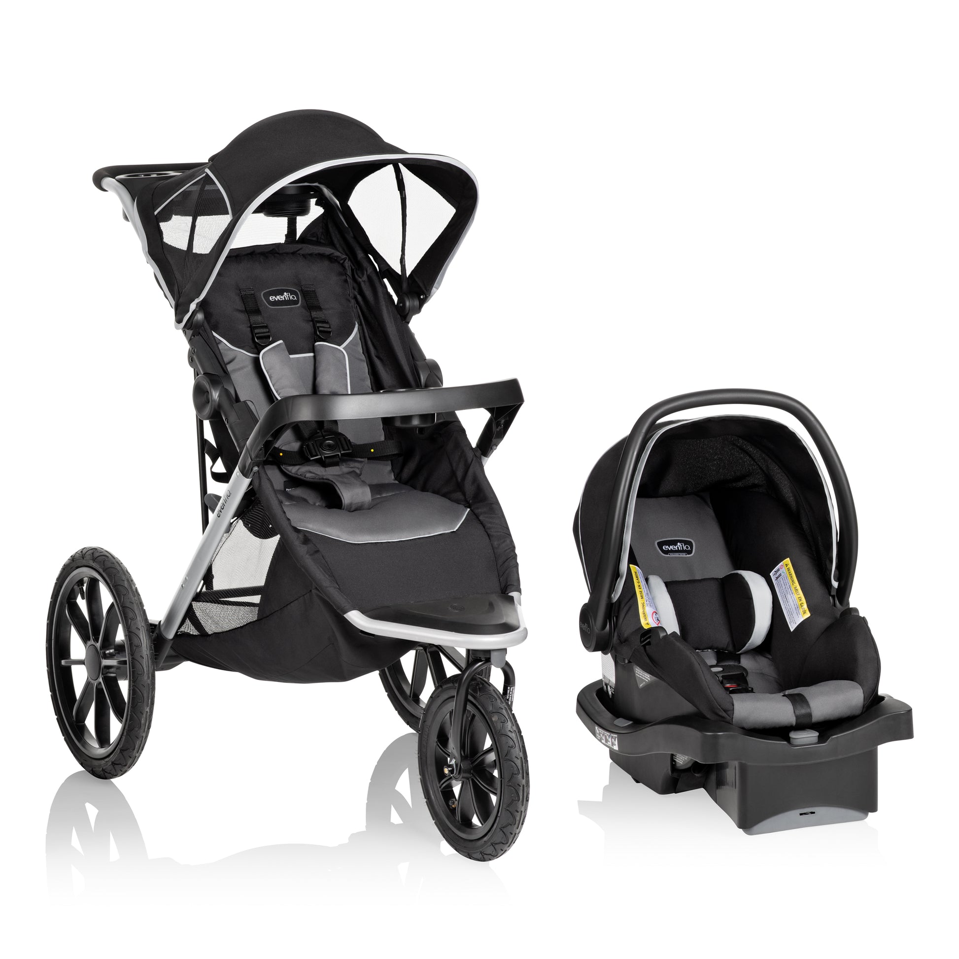 Black stroller and car seat set