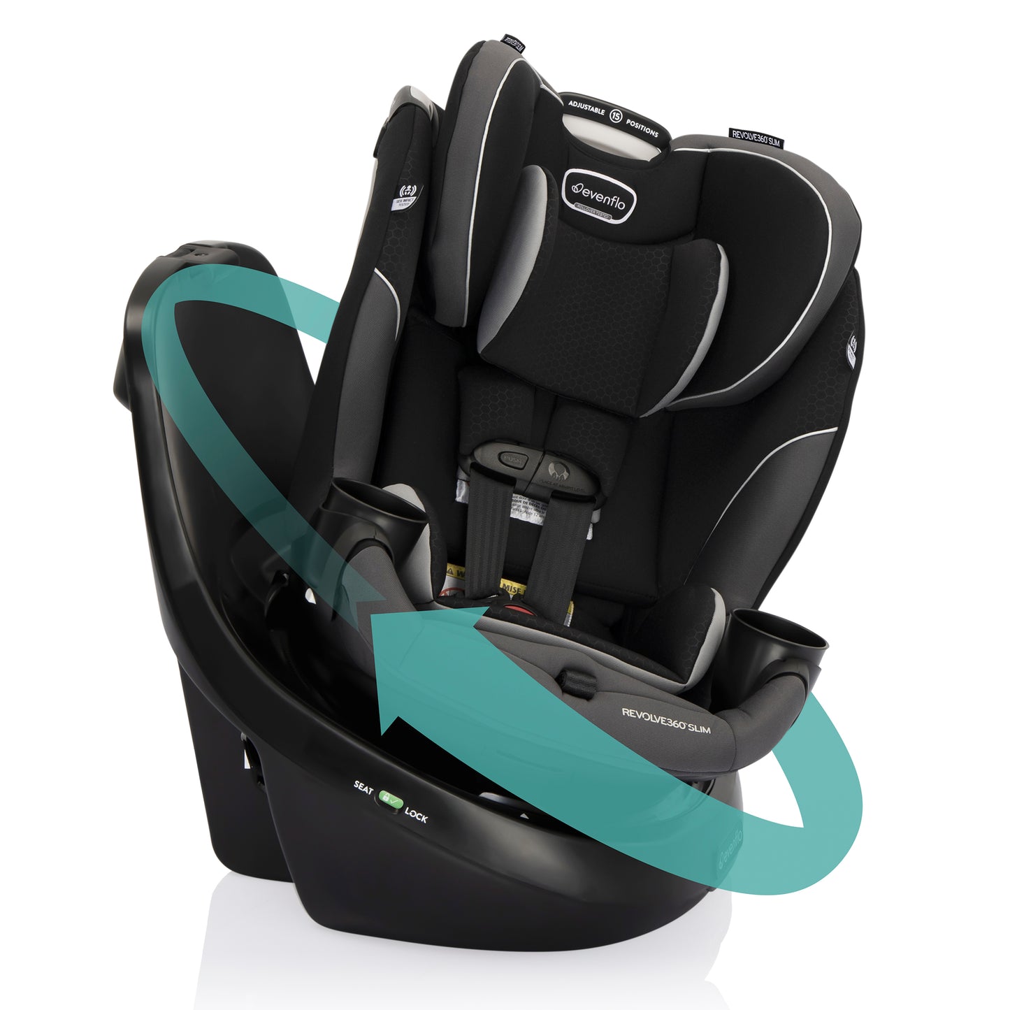 Revolve360 Slim 2-in-1 Rotating Convertible Car Seat (Canton Black)