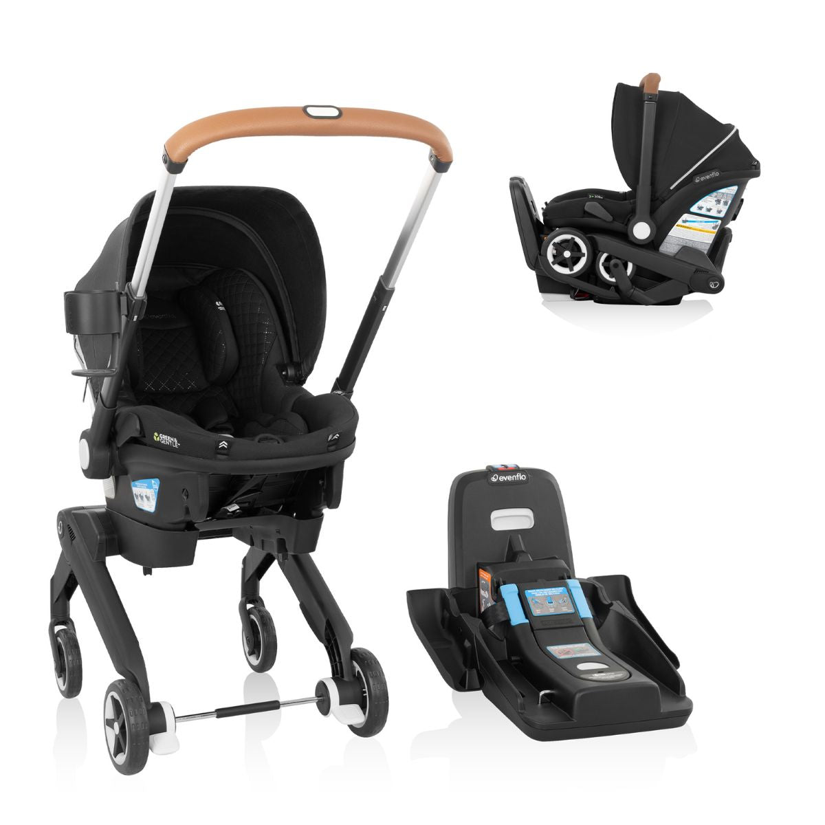 Shyft DualRide Infant Car Seat Stroller Combo with Carryall Storage and Green & Gentle Fabric (Jasper)