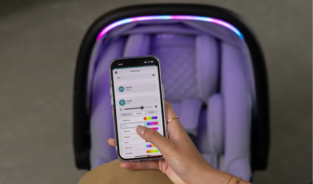 Customize your baby's ride with a light-up handle, easily controlled by a convenient app.