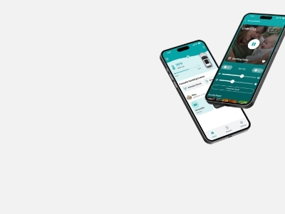 Two smartphones displaying a music streaming app