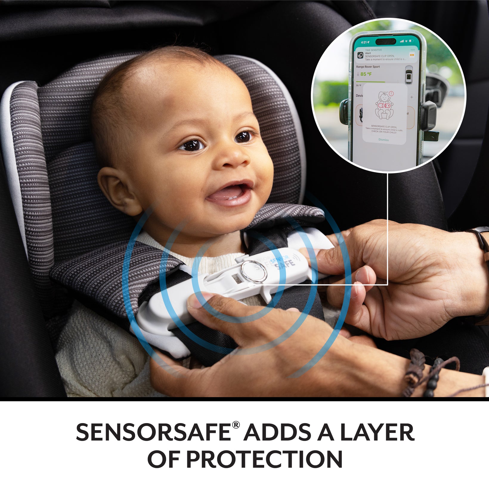 Experience total peace of mind with this smart car seat that connects to your phone.