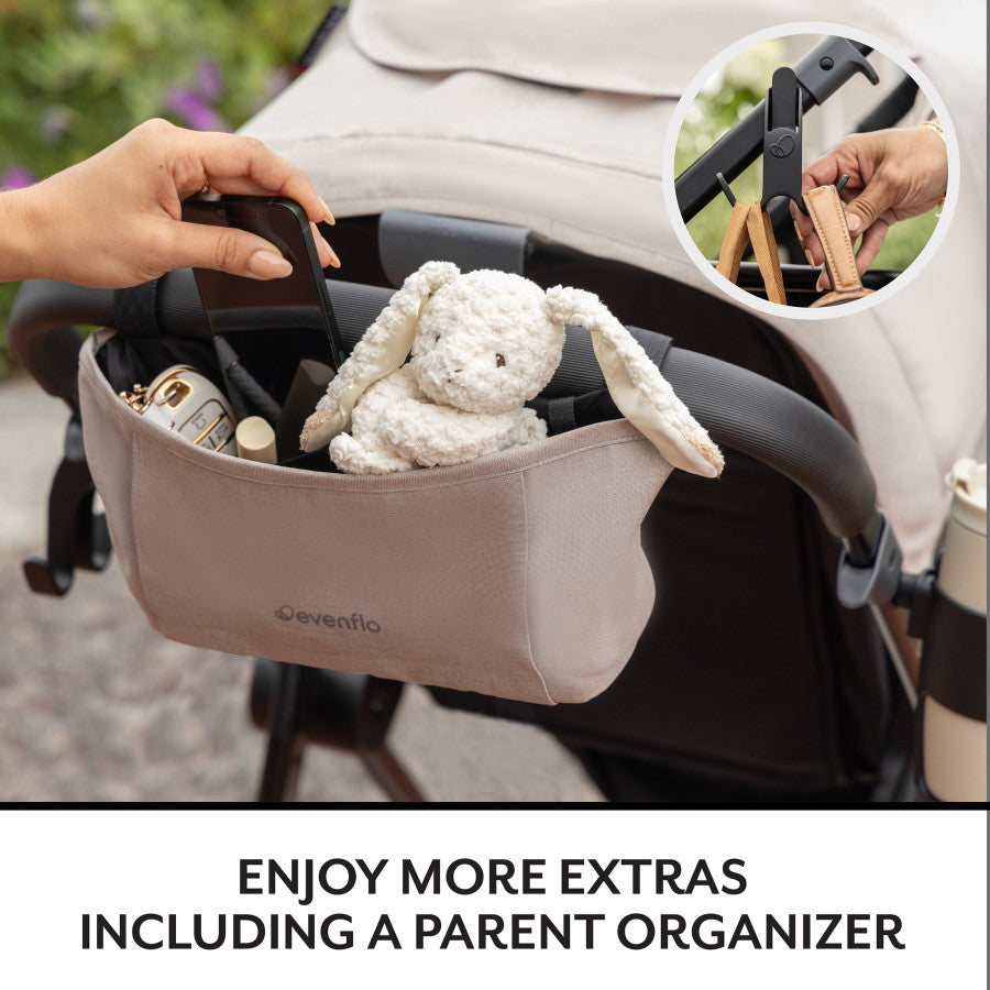 Your essentials are always within reach with this convenient and spacious stroller organizer.