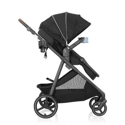 Black stroller on a white background