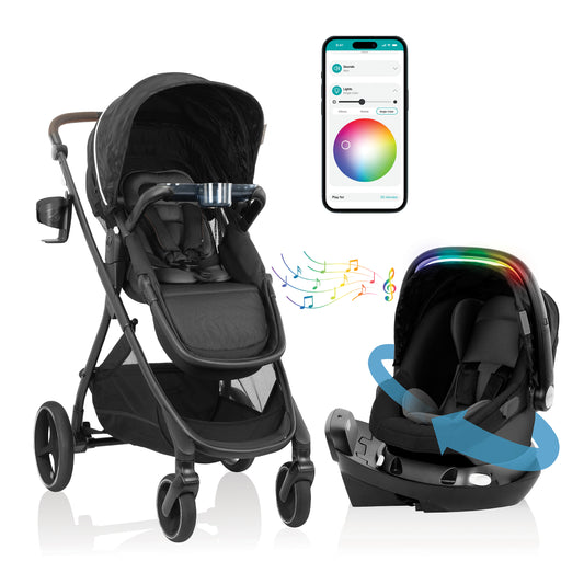 Shyft Intuiti+ Travel System featuring Revolve180 LiteMax NXT with SensorySoothe (Dubhan Black)