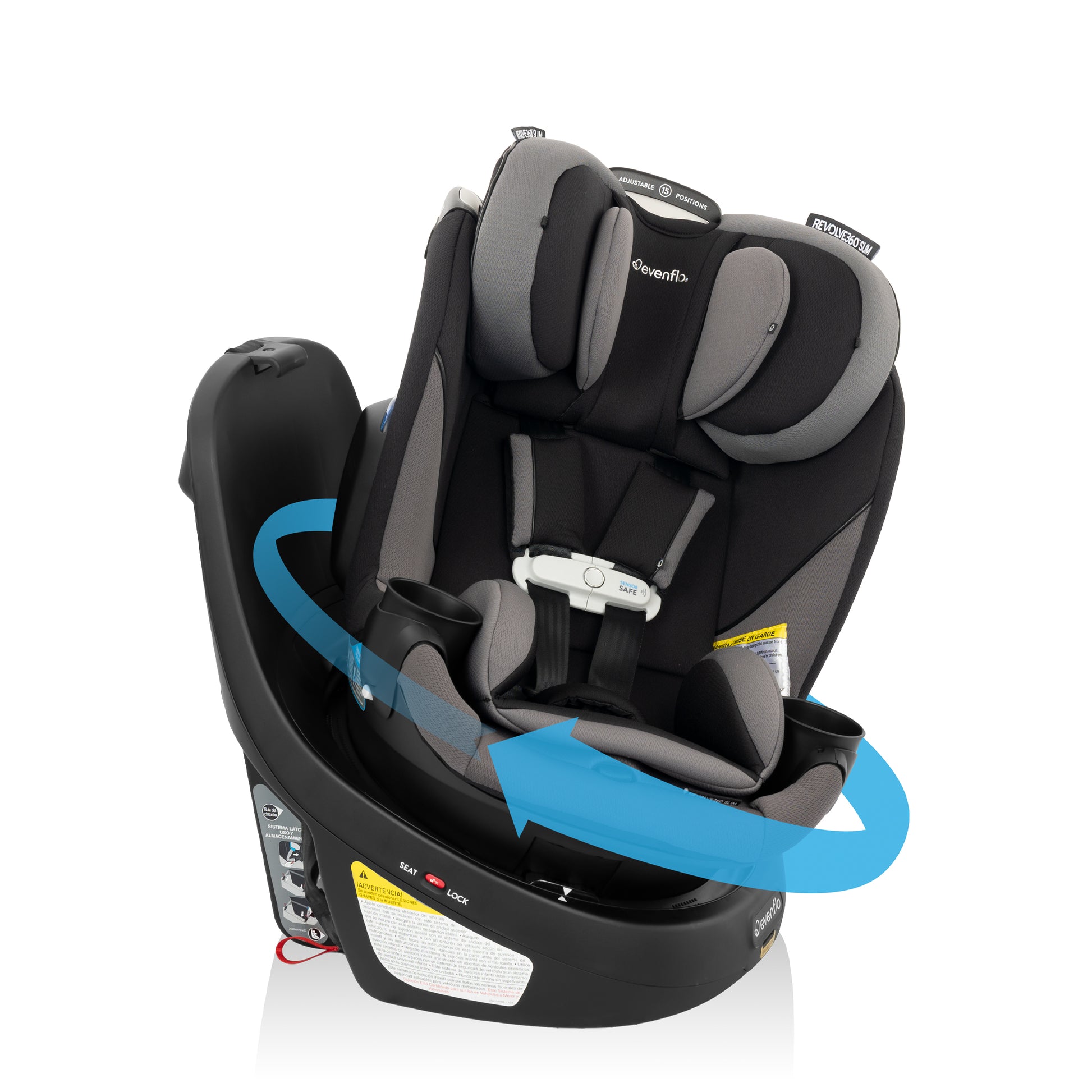 Gold Revolve360 Slim 2-in-1 Rotational Car Seat with SensorSafe (Obsidian Black)