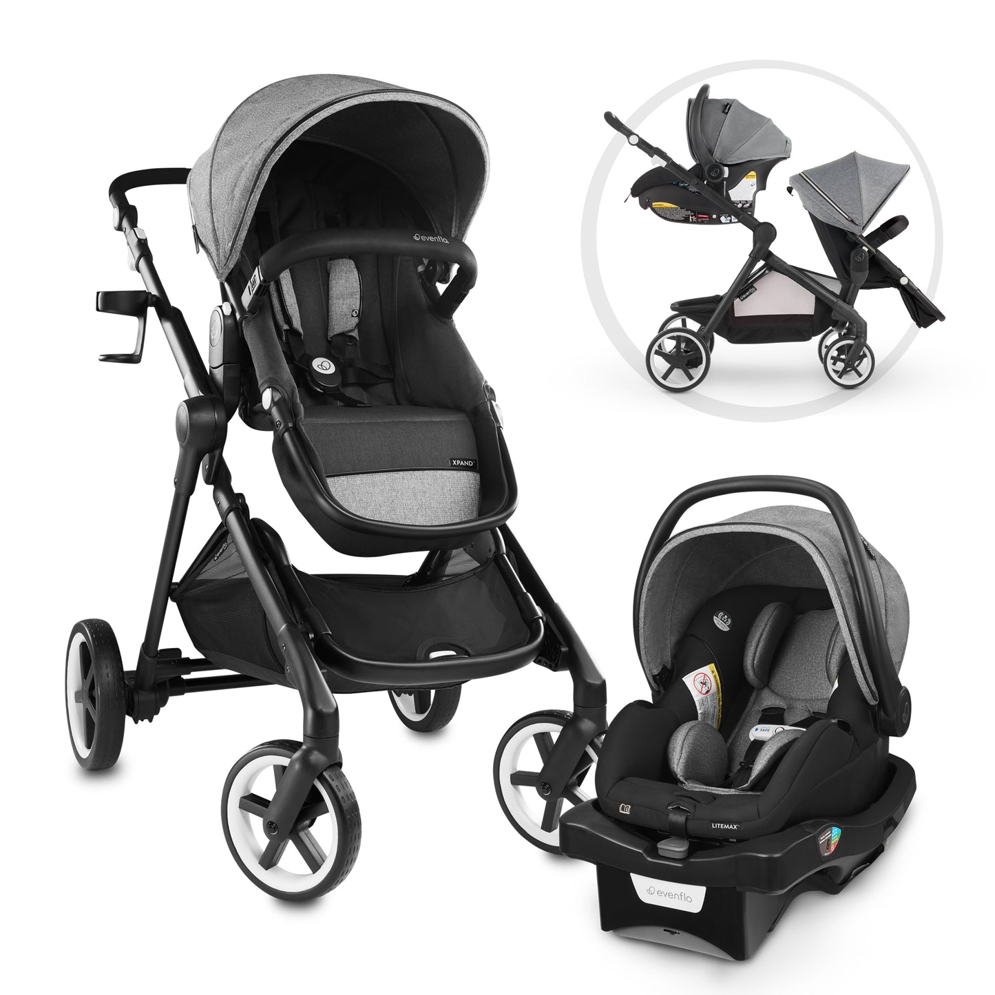 Pivot Xpand Smart Modular Travel System with LiteMax Infant Car Seat (Moonstone)