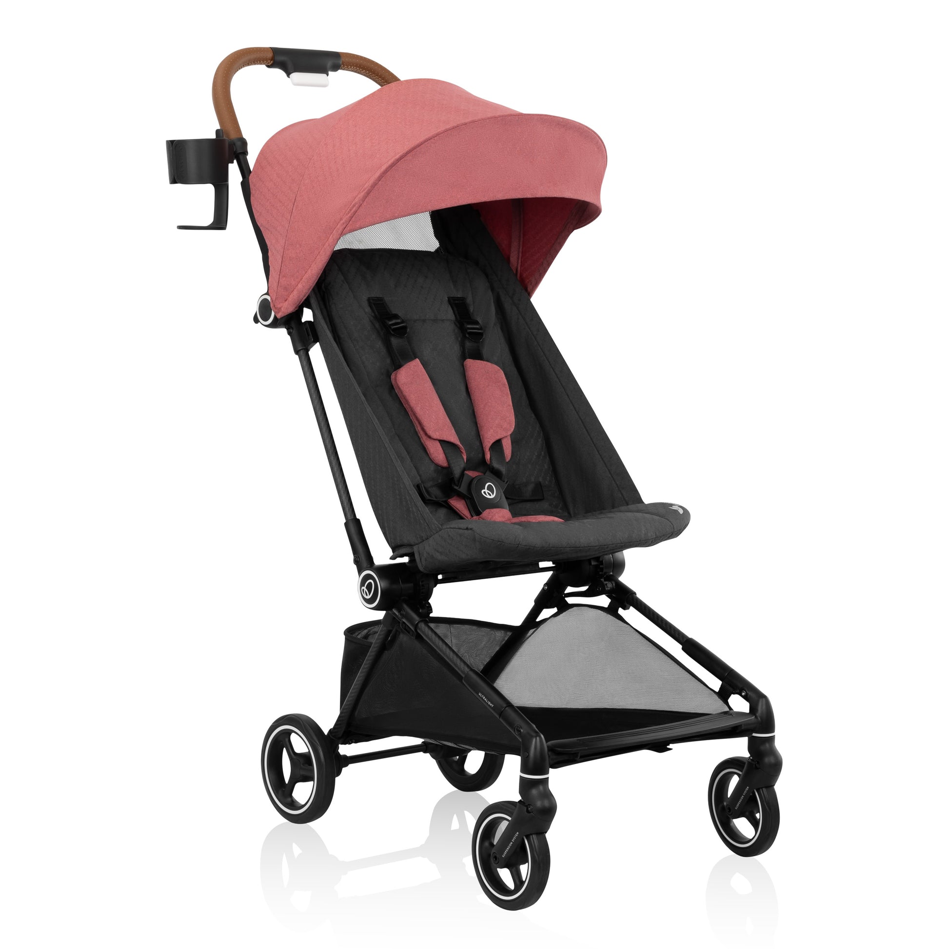 A stylish and lightweight stroller that offers comfort and convenience in a pop of color.