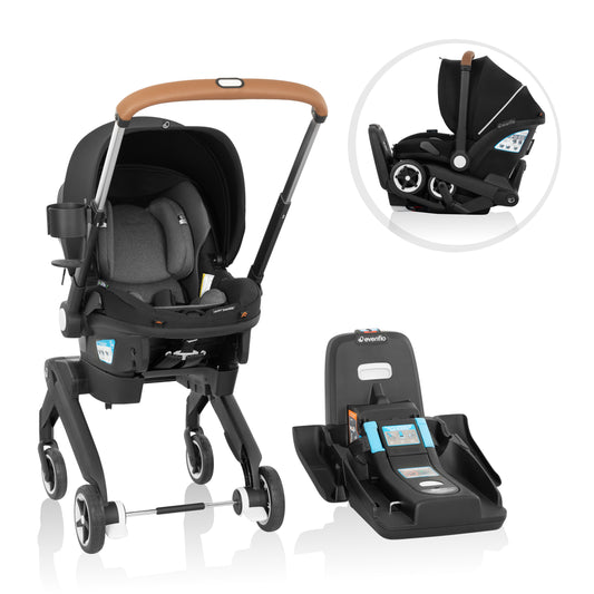 Evenflo Shyft DualRide Infant Car Seat Stroller Combo w Carryall Storage & Extended Canopy (Onyx Black)