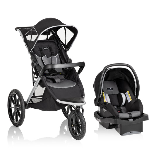 Evenflo Victory Plus Jogging Stroller Travel System with LiteMax Infant Car Seat (Gray Scale)