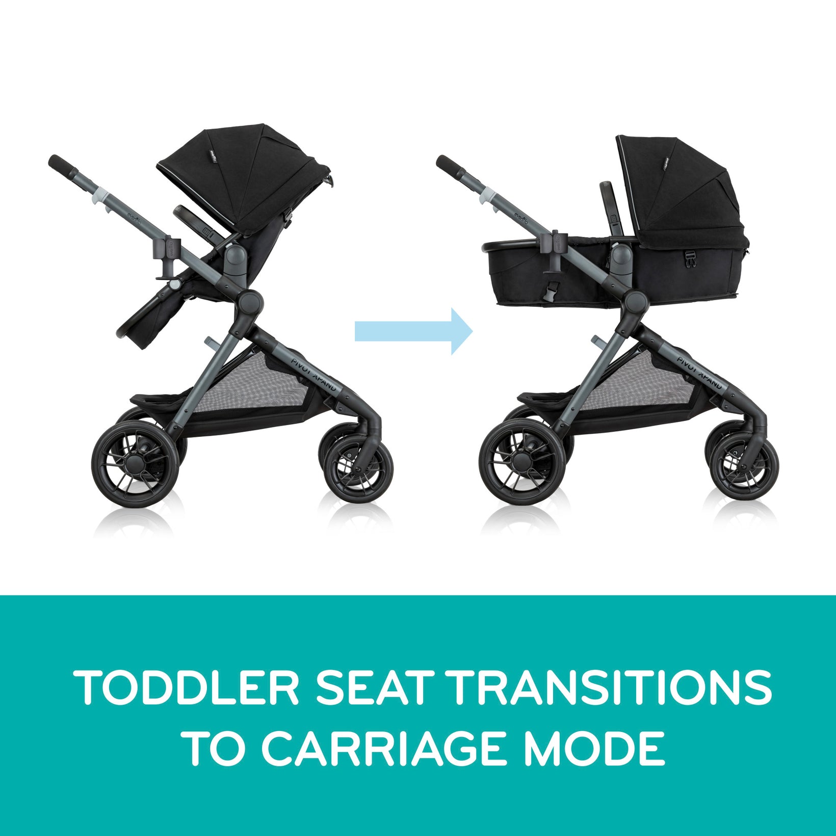 Transform your stroller from a toddler seat to a bassinet for comfort and style from day one.