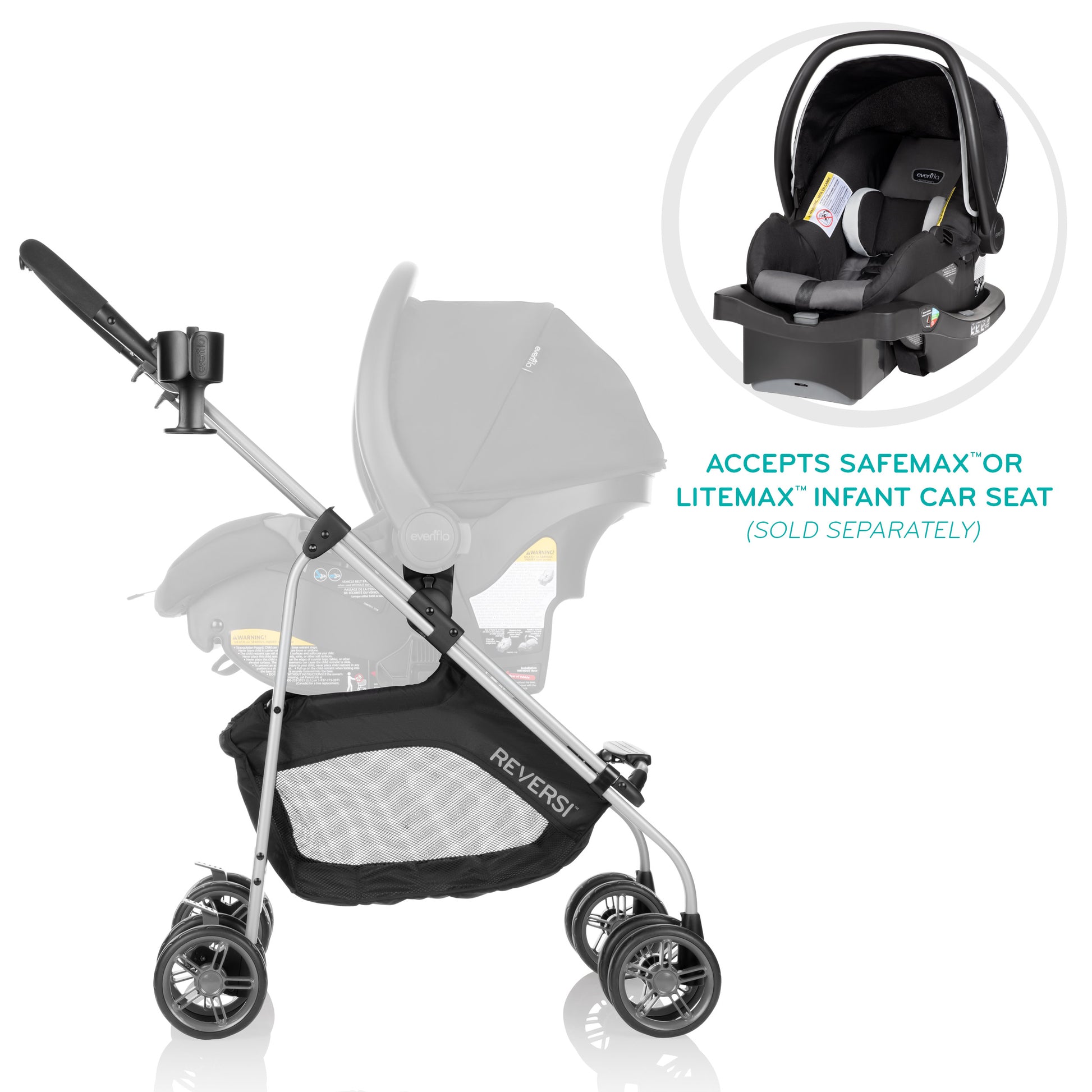 Easily create a travel system by pairing this stroller with your Evenflo infant car seat.