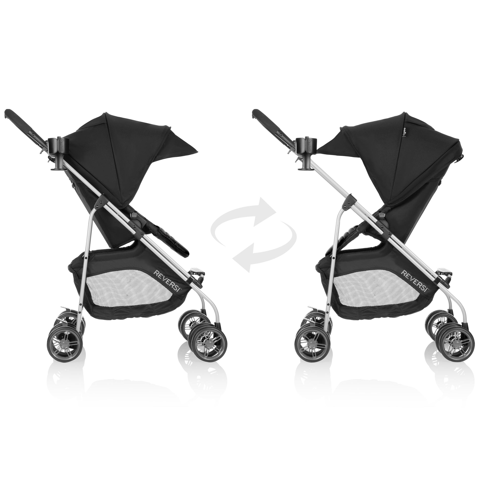 A reversible seat lets you face your child in or out for a customizable ride.
