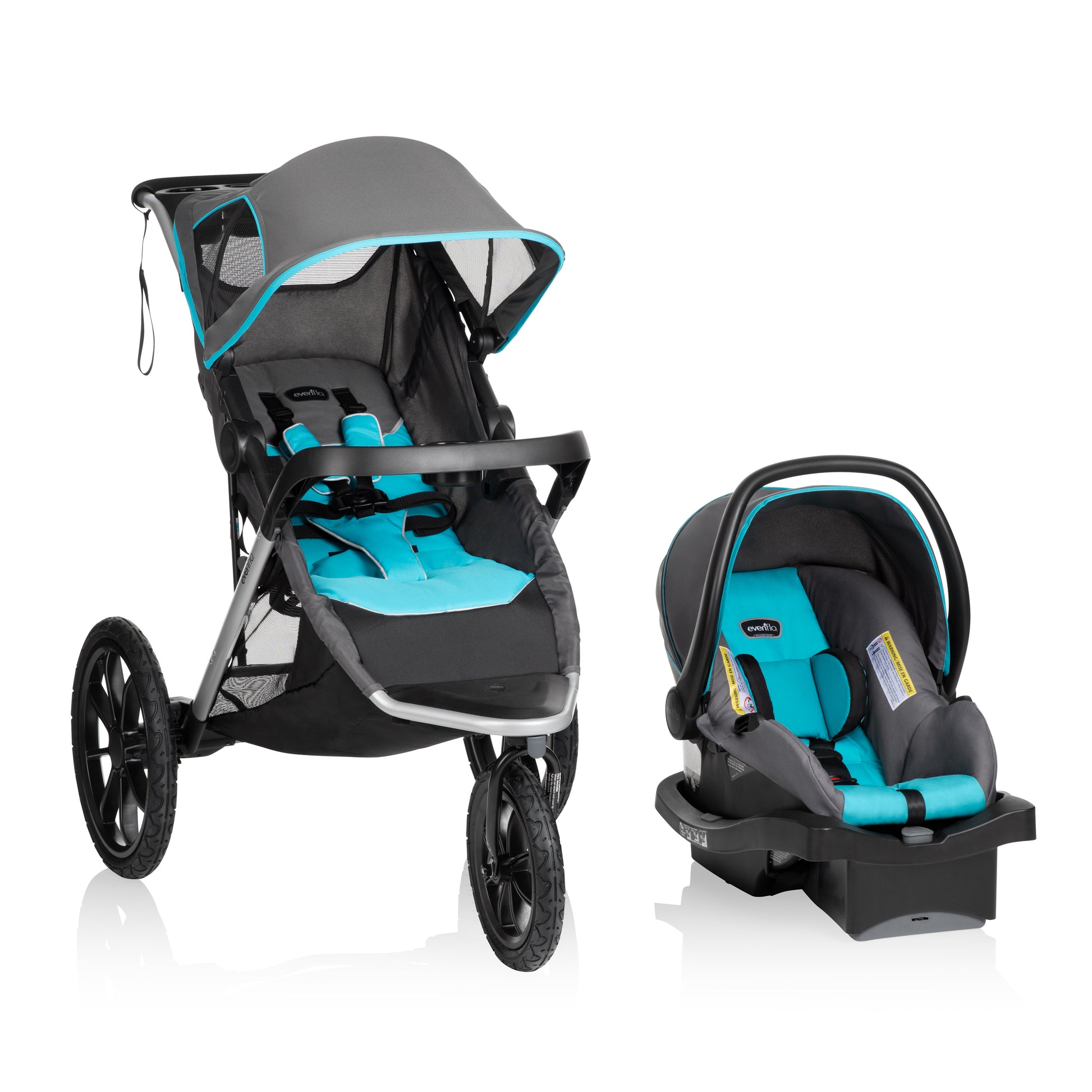 Evenflo Victory Plus Jogging Stroller Travel System with LiteMax Infant Car Seat (Malibu Blue)
