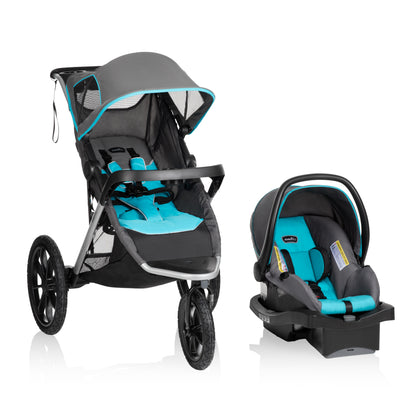 Evenflo Victory Plus Jogging Stroller Travel System with LiteMax Infant Car Seat (Malibu Blue)