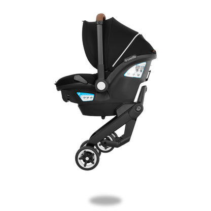 Seamlessly transition from car seat to stroller in one simple motion.