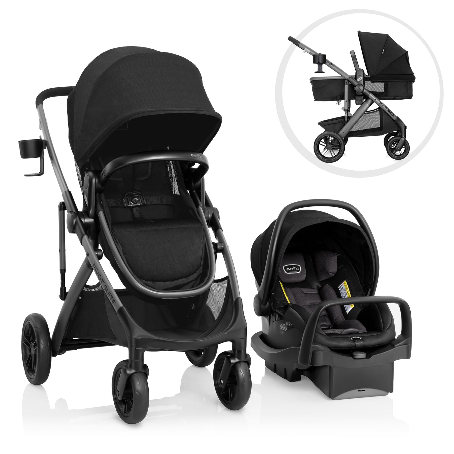  Pivot Suite Modular Travel System with LiteMax Infant Car Seat with Anti-Rebound Bar (Dunloe Black)