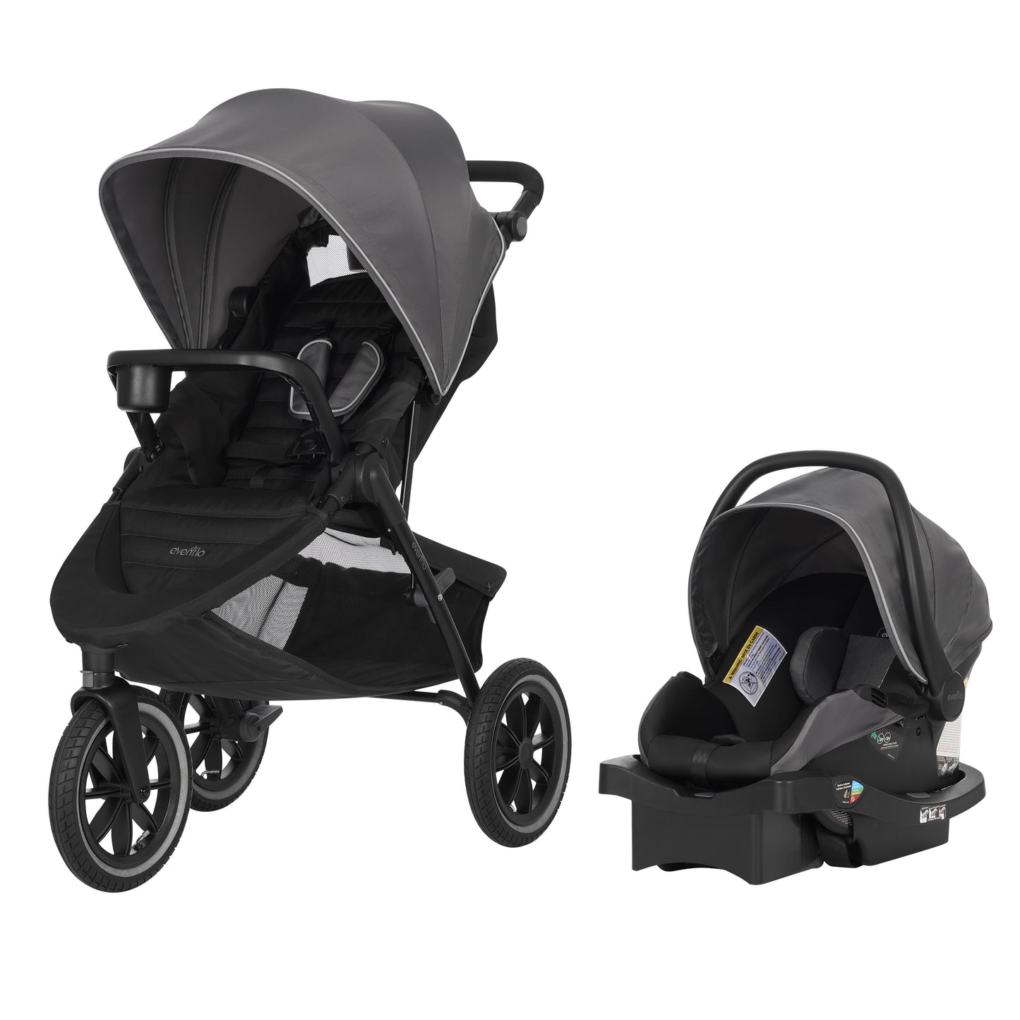 Folio3 Stroll & Jog Travel System With LiteMax 30 Infant Car Seat (Avenue Gray)